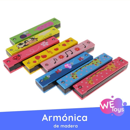 Imagen 2 de 3 de Armónica De Madera Infantil - Didáctico Musical Para Niños