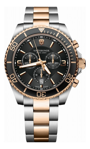 Reloj Victorinox Maverick Chronograph 241952 Agente Oficial Plateado Dorado Negro