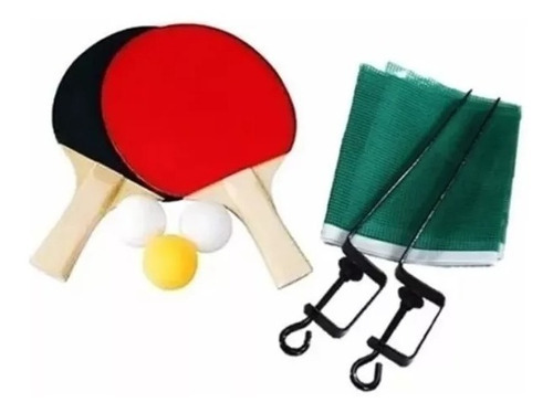 Kit Ping Pong 2 Raquetes Suporte E Rede Tenis De Mesa Belfix Cor Preto/vermelho