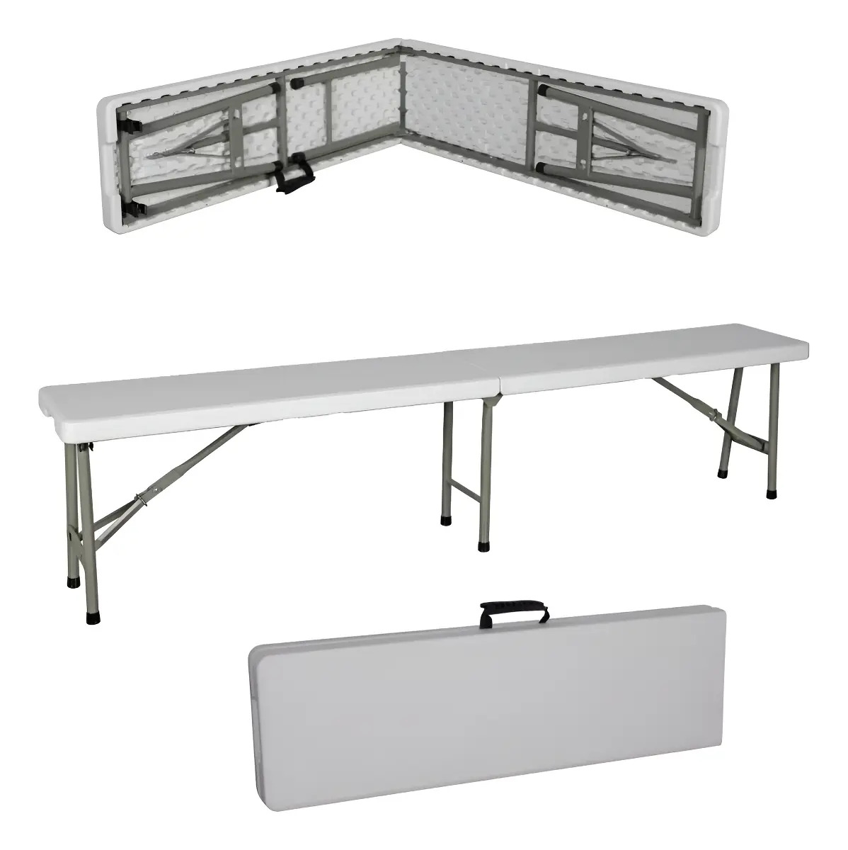Banca Silla Gradas Plástico Plegable Portatil 1.8m - Amulay Color Blanco