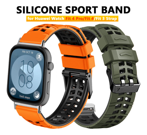 Correa De Silicona De Dos Tonos Para Huawei Watch Fit4 Pro