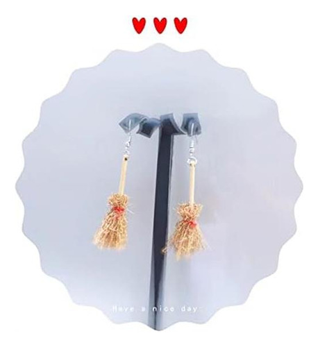 Pendientes De Escoba De Bruja En Miniatura Para Mujeres, Ado