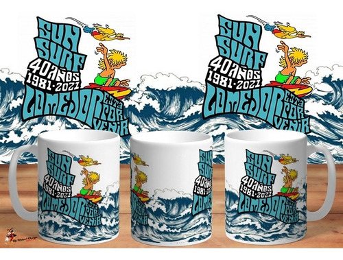 Taza De Ceramica Sun Surf Retro Art 05