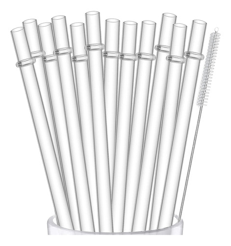 Paquete De 12 Popotes Transparentes Reutilizables De Plástic