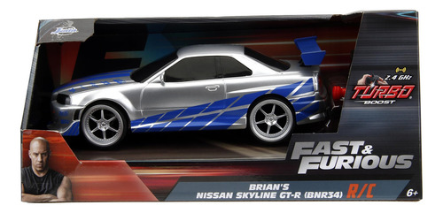 Carro com controle remoto Brian Nissan Skyline Fast And Furious, cor cinza