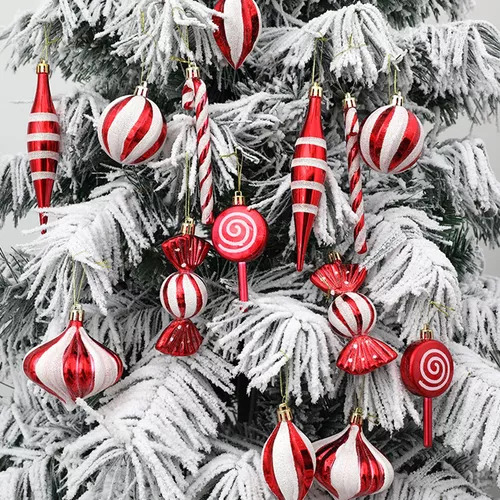 28 Piezas De Adornos Navideños Con Forma De Bola De Caramelo