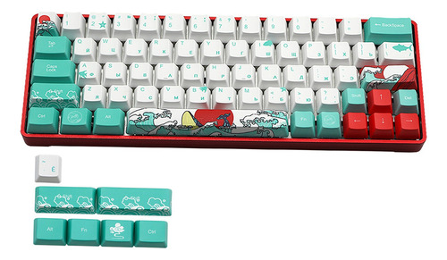 71key Coral Sea Ukiyo-e Dye-sub Pbt Keycaps Set Diy Para