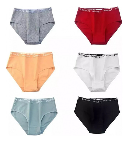 Pack 6 Bragas Algodón Transpirables Para Mujer