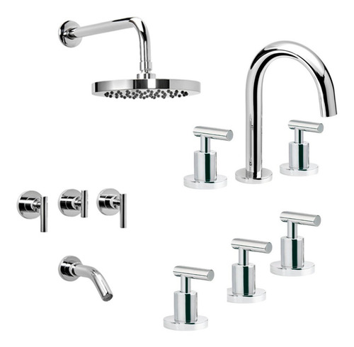 Imagen 1 de 9 de Combo Griferia Adra Plus Peirano Lavatorio Bidet Ducha