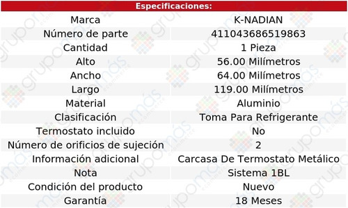 Toma Agua Aluminio 2 Pernos Gmc P1500 V6 4.1l 74 K-nadian