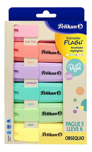 Resaltador Pelikan Textmarker Flash Pastel X 6