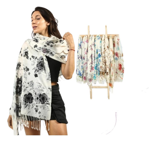 Pashmina Viscosa Estampada De Dama Moda Otoño Invierno