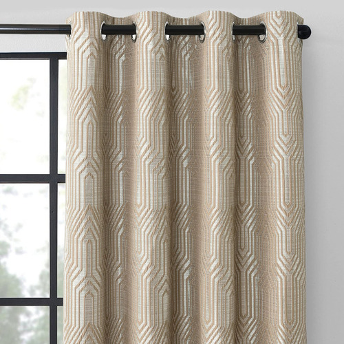 Cortinas De Patrón Geométrico Jacquard 100% Opacas De Col.