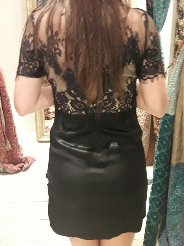 Vestido Rapsodia 2018 Negro Y Nude Con Encaje