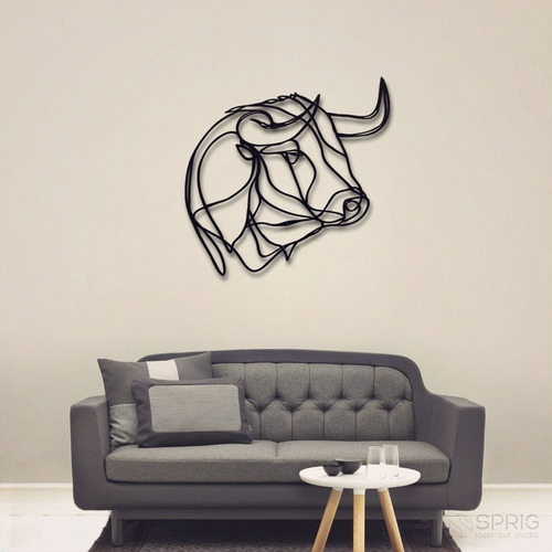 Búfalo Geométrico Cuadro Decoración Para Muro Pared Mdf 6mm