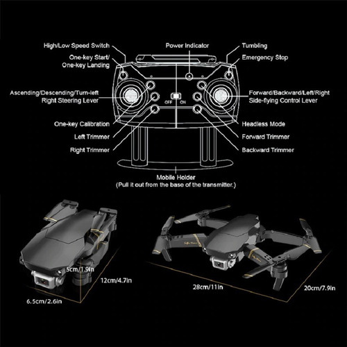 Imagem 2 de 8 de Zangão Global Exa Zangão Dobrável Rc Drones Com Câmera Hd Mi