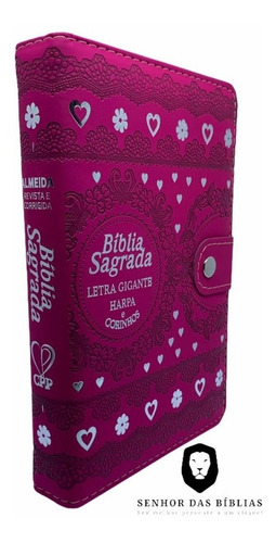 Bíblia Feminina Tipo Carteira Gigante Com Harpa - Pink
