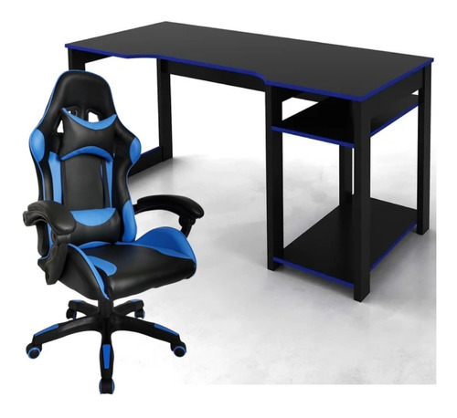 Combo Gamer  Modelo  3  Escritorio + Silla Gamer  Azul/negro