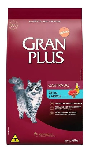 Alimento Gran Plus Castrados para gato adulto sabor atum e arroz em saco de 10.1kg