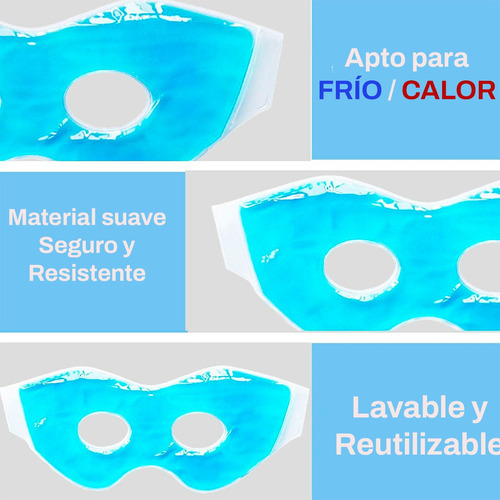 2 Antifaz Gel Térmico Alivio Fatiga Ocular Ojeras Frio Calor