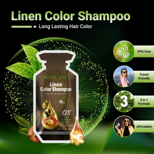 Herbishh Hair Color Shampoo 10 Bolsitas + 1 Bolsa De Mascari
