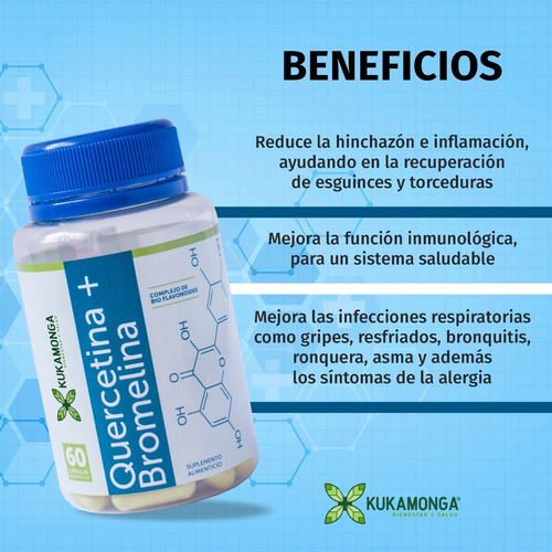 Quercetina + Bromelina - 60 Cápsulas Sabor Sin sabor