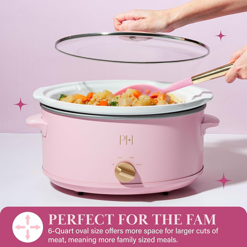 Olla De Cocción Lenta Manual De 6 Litros Rosa Paris Hilton Rosa