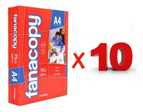 Resma Papel A4 Fanacopy 75grs. 500 Hojas X 10 Resmas