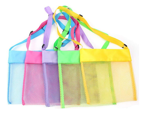 5 Bolsas De Malla De Colores Para La Playa, Para La Arena...