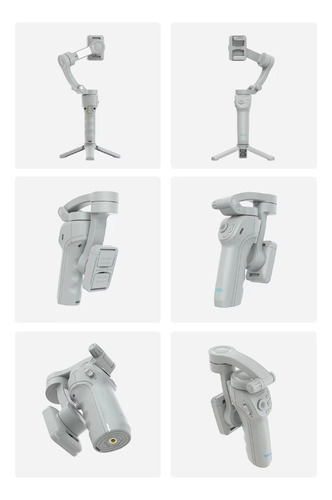 Estabilizador Gimbal + Luz Rgb Para Iphone Y Android Gris