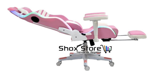 Silla Sillon Gamer Rosa Reclinable Luces Led Orejas Gatito