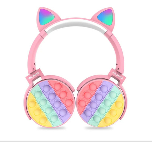  Audífonos Bluetooth Inalambrico Orejas Gato Pop It Niñas