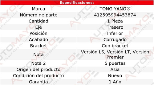 Una Defensa Trasera Inf C/bracket Tong Yang Trax 2017-2020