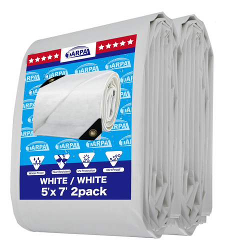 Tarpal Lona Blanca Impermeable De 5 X 7 Pulgadas (paquete De