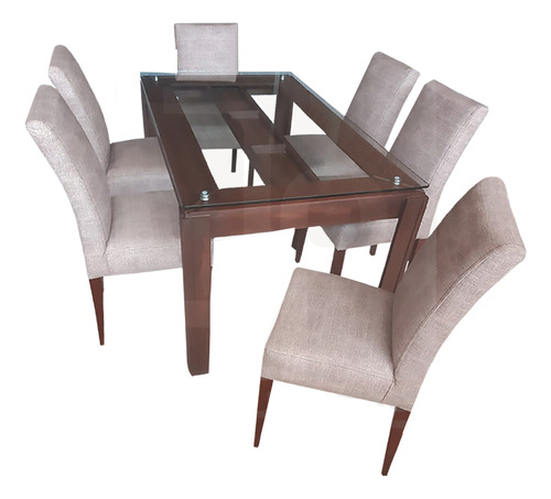 Juego De Comedor 6 Sillas Alto Hogar Brianne Beige