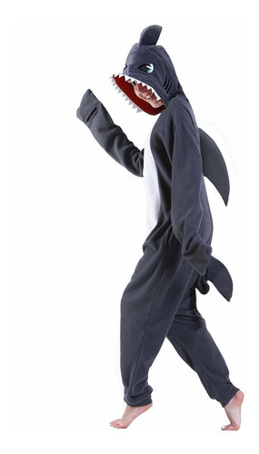 Dressfan Cartoon Unisex Animal Gray Shark Costume Pijamas Ad