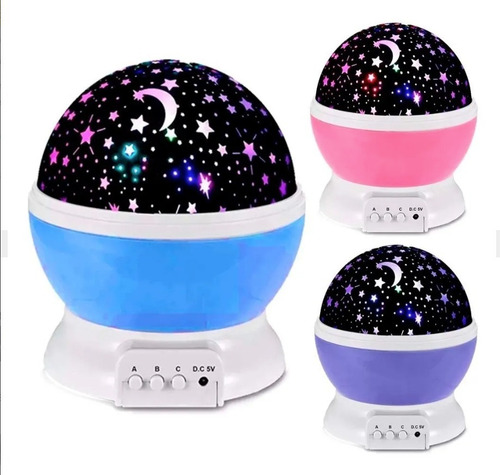 Lampara Noche Mesa Buró Proyector Estrella Niños Usb O Pilas