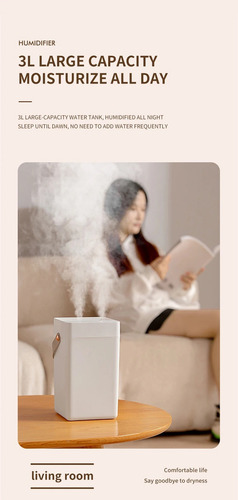 Humidificador Doble Niebla T17 Difusor De Aromas De 3 Litros