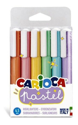 Imagen 1 de 1 de Resaltadores Pastel Carioca Blister X6  Colores 4.5mm