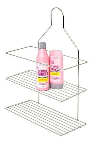Imagem 1 de 3 de Suporte Shampoo Aramado Duplo Cromado Registro