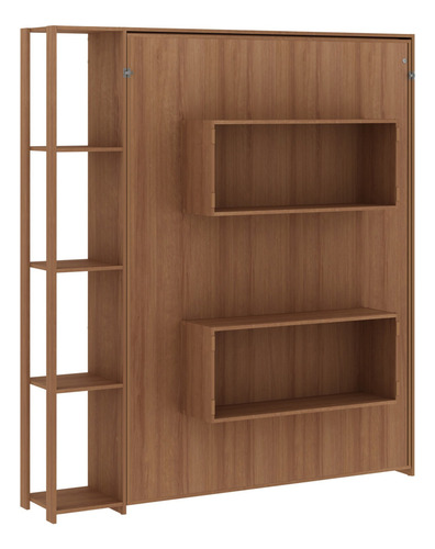 Base De Cama Matrimonial Abatible Con Estantes A22 Almond Color Marrón
