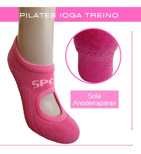 Imagem 4 de 10 de Kit Meias Feminina Divertidas Antiderrapante Treino Pilates