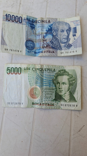 Billetes Liras Italianas 5000 Y 10000 (Usado)