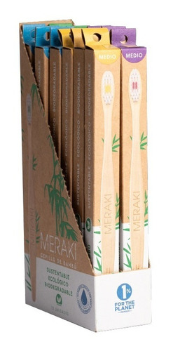 Pack 12 Cepillos De Dientes De Bambú Meraki - Cerda Dura