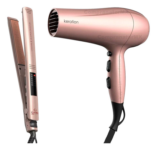Secadora Pelo Y Plancha Cabello Digital Led Keration Ion Color Rosa