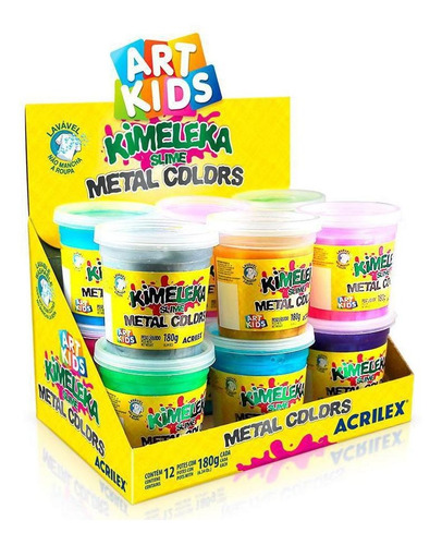 Kimeleka Slime Metal Colors 180g Acrilex 12 Uns