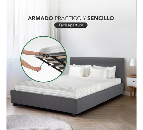 Base Cama Abatible Madera + Colchón Premium Matrimonial