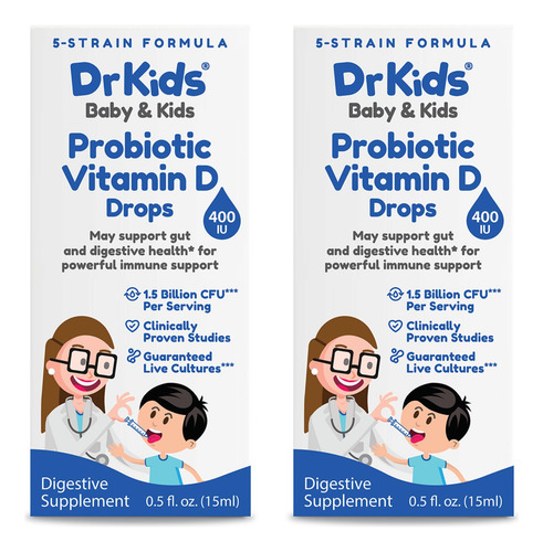 Drkids Gotas Probióticas Con Vitamina D Para Bebés 15ml X2