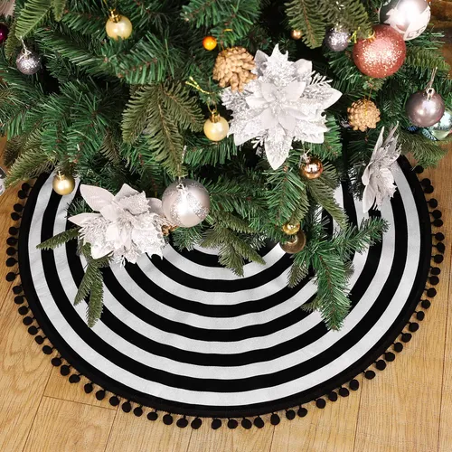 Macting Falda De Arbol De Navidad En Blanco Y Negro, 30 PuLG