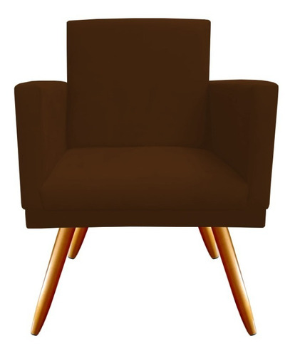 Poltrona Sala Nina Triângulo Bege Suede Super Cor Suede Marrom Desenho Do Tecido Suede/corino